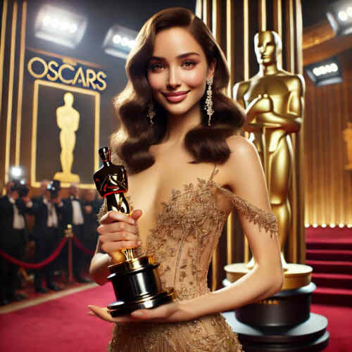 Oscar-Statue mit Gewinnerin